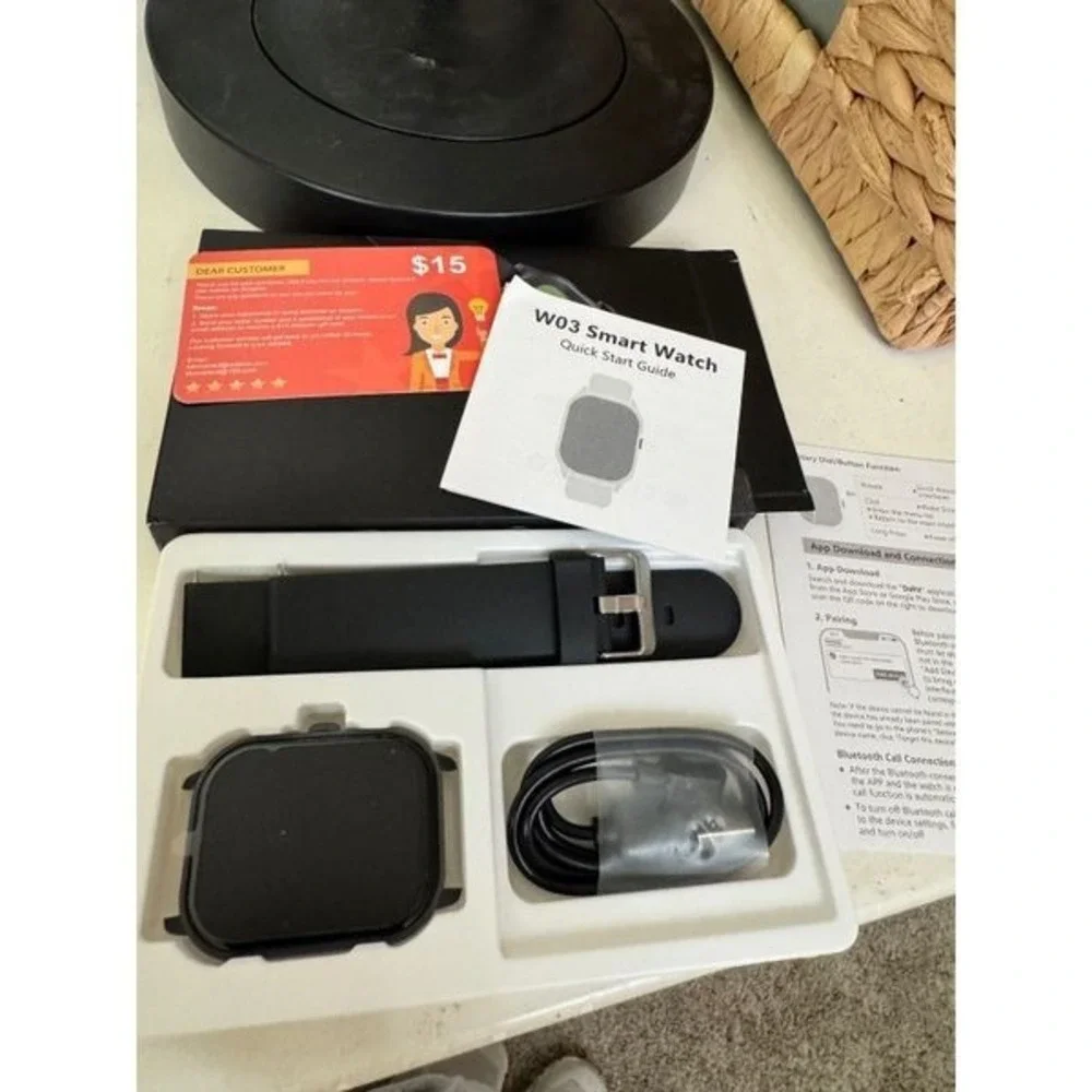 W03 Smart Watch Black Heart Rate Pressure Sleep Monitoring 100 Sport Modes‎